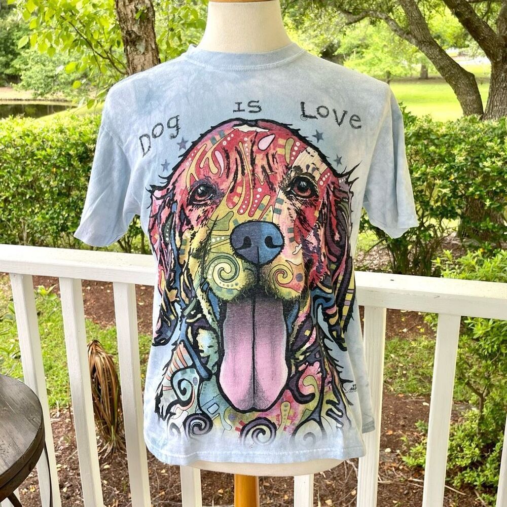 The Mountain “Dog is Love” Tie Dye T Shirt. Medium.